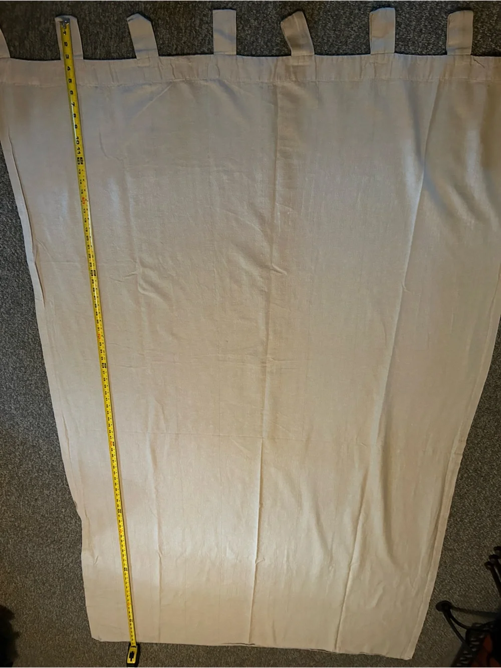 100% LINEN Neutral Beige Tab-Top Curtain Panels (2) each measures 90”x54”.V long